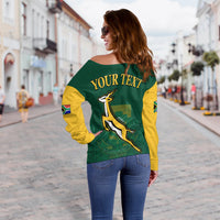 (Custom Personalised) South Africa Rugby Off Shoulder Sweater Springboks Champion Bokke African Pattern Go Bokke LT13 - Wonder Print Shop