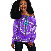 (Custom Personalised) Africa Tie Dye Off Shoulder Sweater Purple Fashion LT13 - Wonder Print Shop