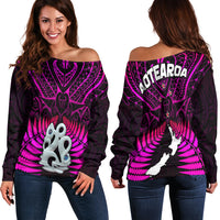 Aotearoa Fern Off Shoulder Sweater New Zealand Hei Tiki Purple Style LT13 - Wonder Print Shop