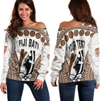 Custom Personalised Fiji Rugby Bati Off Shoulder Sweater Proud Tapa Pattern LT13 - Wonder Print Shop