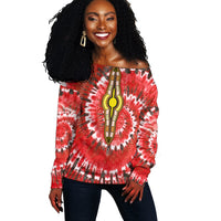 (Custom Personalised) Africa Tie Dye Off Shoulder Sweater Red Fashion LT13 - Wonder Print Shop