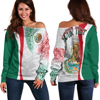 Custom Personalised Mexico Off Shoulder Sweater Mexican Eagles Aztec Pattern LT13 - Wonder Print Shop