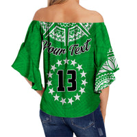 custom-text-and-number-cook-islands-tatau-off-shoulder-waist-wrap-top-symbolize-passion-stars-version-green