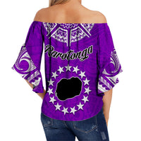 rarotonga-cook-islands-off-shoulder-waist-wrap-top-turtle-and-map-style-purple