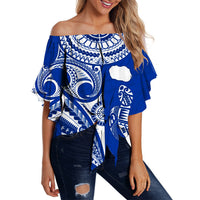 rarotonga-cook-islands-off-shoulder-waist-wrap-top-turtle-and-map-style-blue
