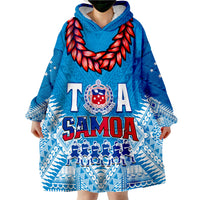 (Custom Text and Number) Toa Samoa Rugby Wearable Blanket Hoodie Manu Siva Tau Style Ulafala LT13 - Wonder Print Shop