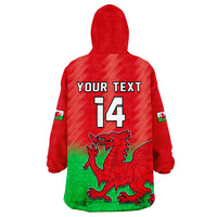 (Custom Text And Number) Wales Football Wearable Blanket Hoodie World Cup 2022 Come On Cymru Yma O Hyd - Wonder Print Shop