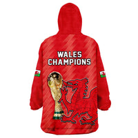 Wales Football Wearable Blanket Hoodie Cymru Champions World Cup 2022 - Wonder Print Shop