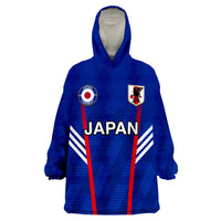 Japan Football Wearable Blanket Hoodie Samurai Blue World Cup 2022 - Wonder Print Shop