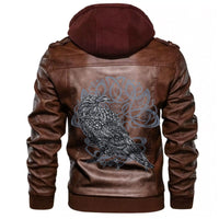 Viking Odin's Celtic Raven Scandinavian Tattoo Leather Jacket RLT12 - Wonder Print Shop