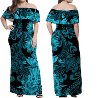 Hawaii Flowers Mix Tribal Pattern Matching Hawaiian Shirt And Dress Blue LT6 - Wonder Print Shop
