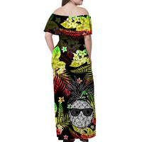 hawaii-summer-colorful-off-shoulder-long-dress-pineapple-reggage