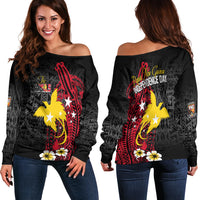 Papua New Guinea Independence Off Shoulder Sweater PNG Kumuls - Tribal Crocodile - Wonder Print Shop