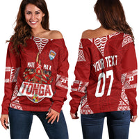 Personalised Tonga Rugby Off Shoulder Sweater Mate Ma'a Tonga Warriors - Wonder Print Shop