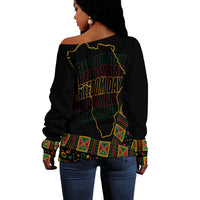 Juneteenth Tribal Pattern Off Shoulder Sweater Freedom Day - Wonder Print Shop