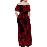 Polynesian Matching Hawaiian Outfits For Couples Hawaii Fish Hook Matching Hawaiian Shirt And Dress Unique Style - Red LT8 - Wonder Print Shop