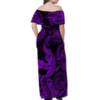 Polynesian Matching Hawaiian Outfits For Couples Hawaii Angry Shark Polynesian Dress and Hawaiian Shirt Unique Style - Purple LT8 - Wonder Print Shop