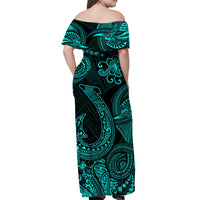 Polynesian Matching Hawaiian Outfits For Couples Hawaii Fish Hook Matching Hawaiian Shirt And Dress Unique Style - Turquoise LT8 - Wonder Print Shop