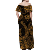 Polynesian Matching Hawaiian Outfits For Couples Hawaii Fish Hook Matching Hawaiian Shirt And Dress Unique Style - Gold LT8 - Wonder Print Shop