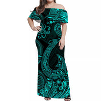 Polynesian Matching Hawaiian Outfits For Couples Hawaii Fish Hook Matching Hawaiian Shirt And Dress Unique Style - Turquoise LT8 - Wonder Print Shop