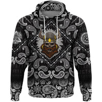 Viking Hoodie Old Skull Face Isolated with Bandana Paisley Style RLT12 - Wonder Print Shop