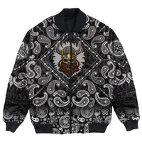 Viking Bomber Jacket Old Skull Face Isolated with Bandana Paisley Style RLT12 - Wonder Print Shop