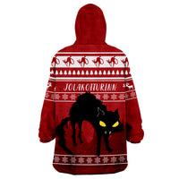 Jolakotturinn Iceland Yule Cat With Christmas Pattern Wearable Hoodie Blanket - Wonder Print Shop