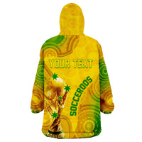 Personalised Australia Soccer WC 2022 Wearable Hoodie Blanket Aboriginal Socceroos - Wonder Print Shop
