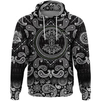 Viking Hoodie Ouroboros Serpent Curled Up Around Yggdrasil with Bandana Paisley Style RLT12 - Wonder Print Shop