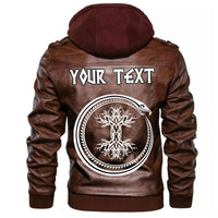 (Custom) Wonder Print Shop - Ouroboros Serpent Curled Up Around Yggdrasil Leather Jacket RLT12 - Wonder Print Shop