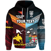 Custom Papua New Guinea Polynesian And Fiji Tapa Hoodie Together Blue LT8 - Wonder Print Shop