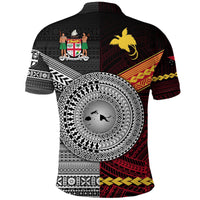 Custom Papua New Guinea Polynesian And Fiji Tapa Polo Shirt Together Black LT8 - Wonder Print Shop