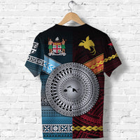 Custom Papua New Guinea And Fiji T Shirt Together Blue LT8 - Wonder Print Shop
