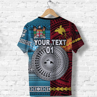 Custom Papua New Guinea And Fiji T Shirt Together Bright Color, Custom Text And Number LT8 - Wonder Print Shop
