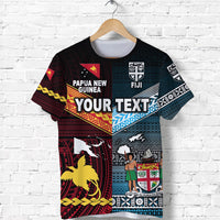 Custom Papua New Guinea And Fiji T Shirt Together Blue LT8 - Wonder Print Shop