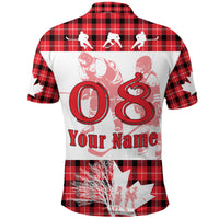 Custom Fathers Day Canada Hockey Polo Shirt Maple Leaf Tartan - Wonder Print Shop