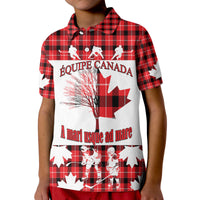 Custom Fathers Day Canada Hockey Polo Shirt Maple Leaf Tartan - Wonder Print Shop