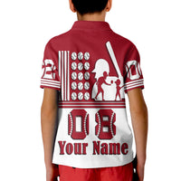 Custom Fathers Day America Dad and Son Baseball Player Polo Shirt Red No.2 - Wonder Print Shop