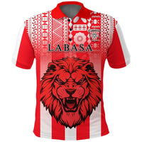 Custom Football LABASA FA Polo Shirt Red Lion Custom Fiji Text and Number LT13 - Wonder Print Shop