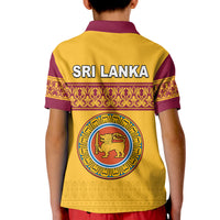 Sri Lanka Polo Shirt KID Traditional Pattern and Lion Flag LT13 - Wonder Print Shop
