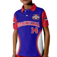 (Custom Text And Number) Dominican Republic Baseball Polo Shirt 2023 KID Version Blue - Wonder Print Shop