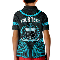Custom Samoa Ula Nifo Tribal Polo Shirt KID Blue Style LT6 - Wonder Print Shop