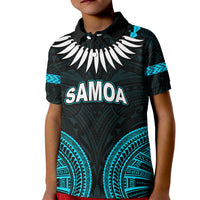 Custom Samoa Ula Nifo Tribal Polo Shirt KID Blue Style LT6 - Wonder Print Shop