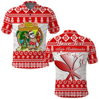 Custom Christmas Hawaii Polo Shirt Kanaka Polynesian Santa Claus Mele Kalikimaka - Wonder Print Shop