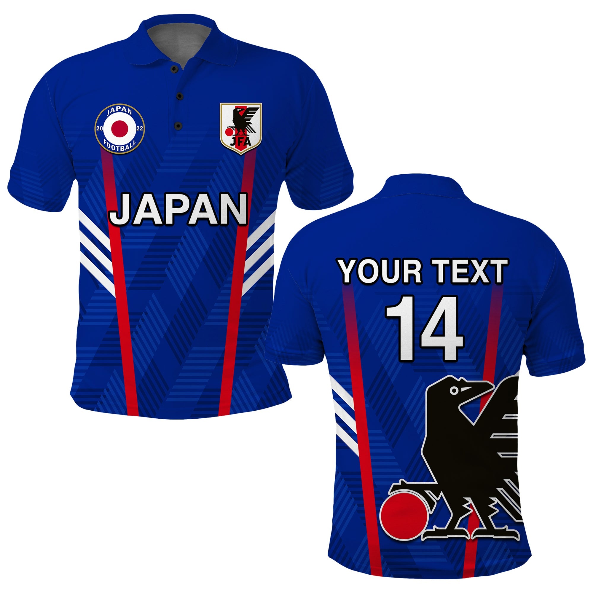 custom-text-and-number-japan-football-polo-shirt-samurai-blue-world-cup-2022