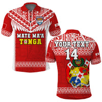 Custom Text And Number Tonga Rugby Polo Shirt Mate Maa Tonga Pacific Ngatu White - Wonder Print Shop