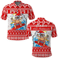 Custom Christmas Hawaii Polo Shirt Surfing Santa Mele Kalikimaka Polynesian - Wonder Print Shop