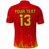 (Custom Text and Number) Portugal Football Polo Shirt Champions Soccer World Cup My Heartbeat Fire LT13 - Wonder Print Shop