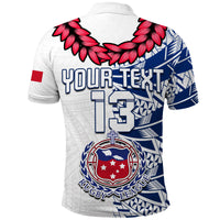 (Custom Personalise Text and Number) Toa Samoa Rugby Polo Shirt Siamupini Ula Fala White LT13 - Wonder Print Shop