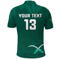 (Custom Text and Number) Saudi Arabia Football Polo Shirt KSA Proud Arabia Pattern Green Original LT13 - Wonder Print Shop